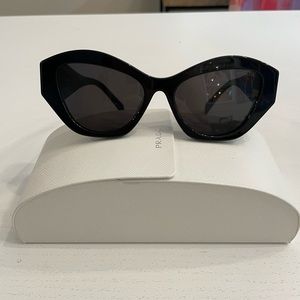 Prada 53mm irregular shape sunglasses black